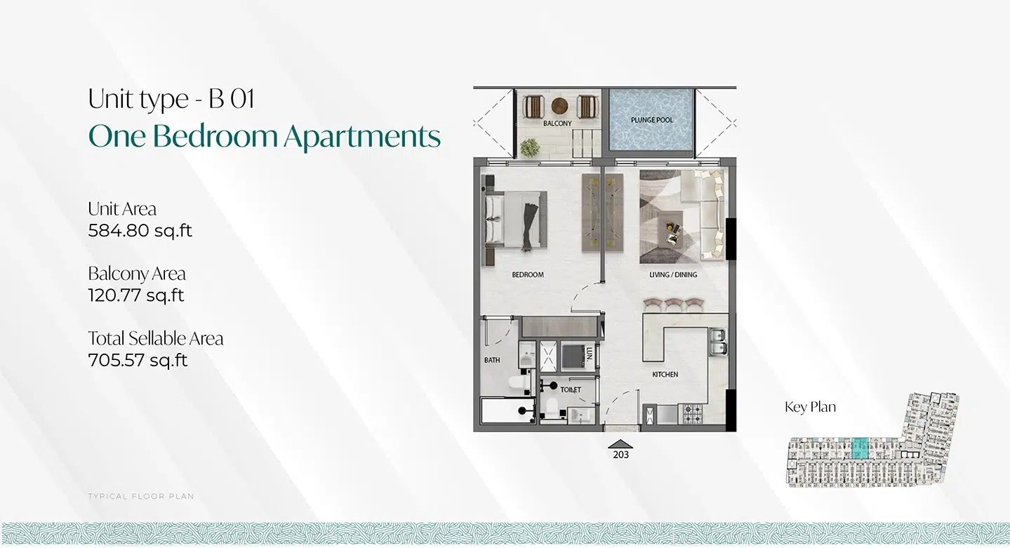 Deca Avana Residence 1 Bedroom Floor Plan