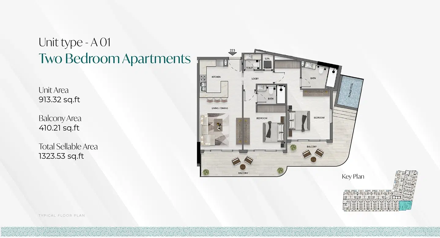 Deca Avana Residence 2 Bedroom Floor Plan