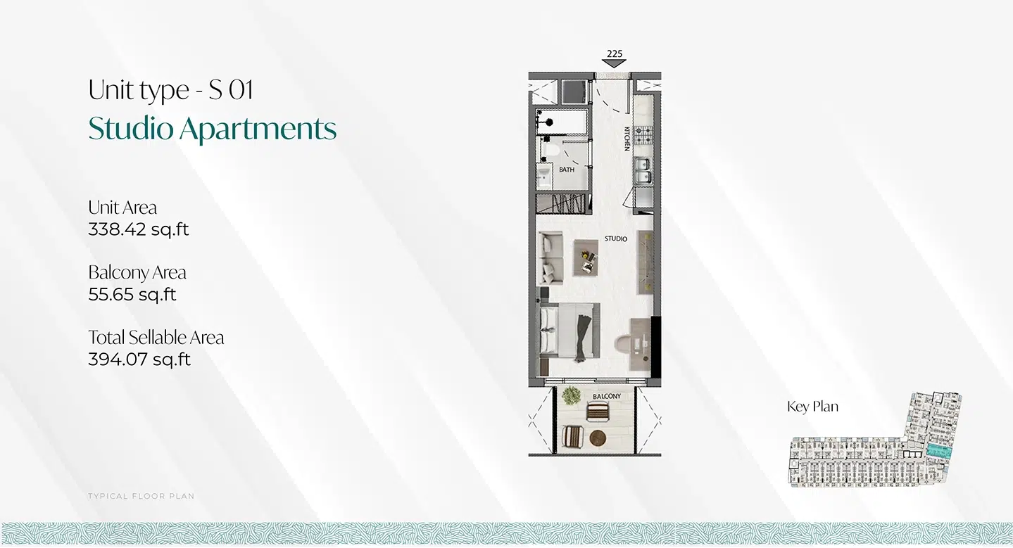 Deca Avana Residence Studio Bedroom Floor Plan