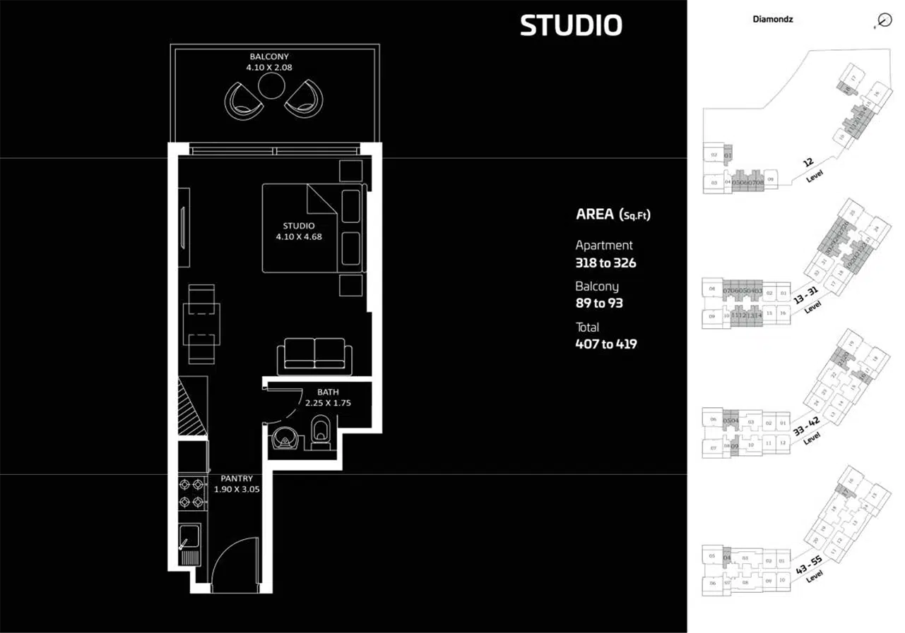 Diamondz by Danube Studio Apartment Floor Plan