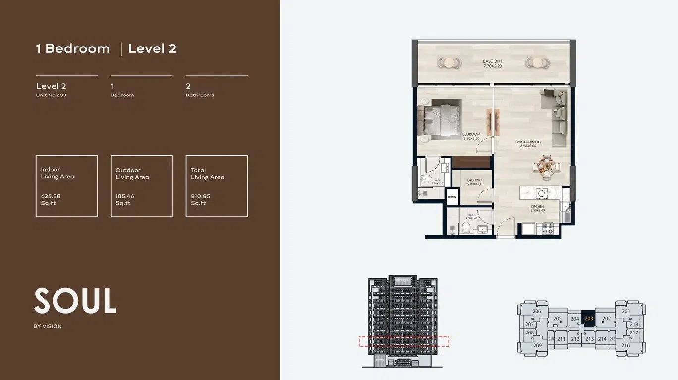 Soul by Vision 1 Bedroom Floor Plan