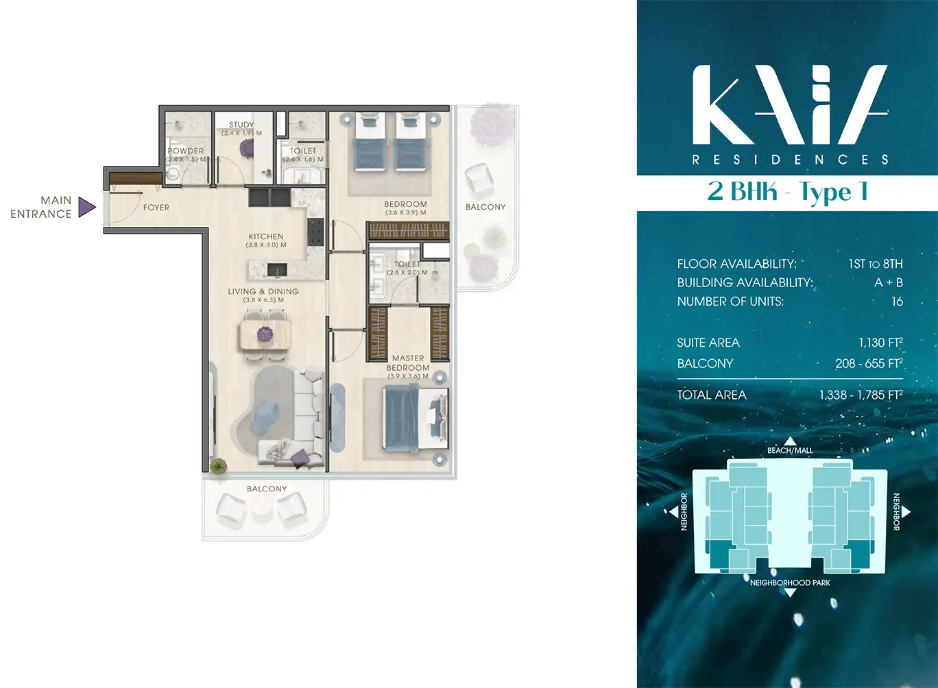 Kaia Residences 2 Bedroom Apartments